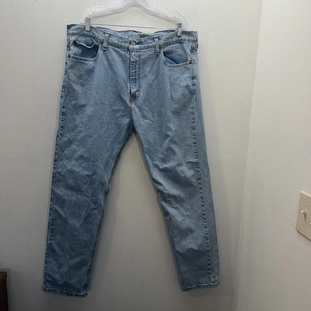 Levis 505‎ Jeans Mens 40x32 Classic Fit Blue Straight Leg Denim Light Wash