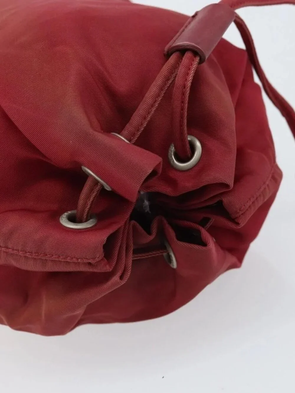 PRADA Drawstring Pouch Nylon Red Auth hk3533