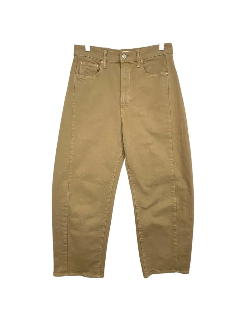 Mother Superior Half Pipe Flood Jeans Womens 30 Beige High Rise Barrel Wide Leg