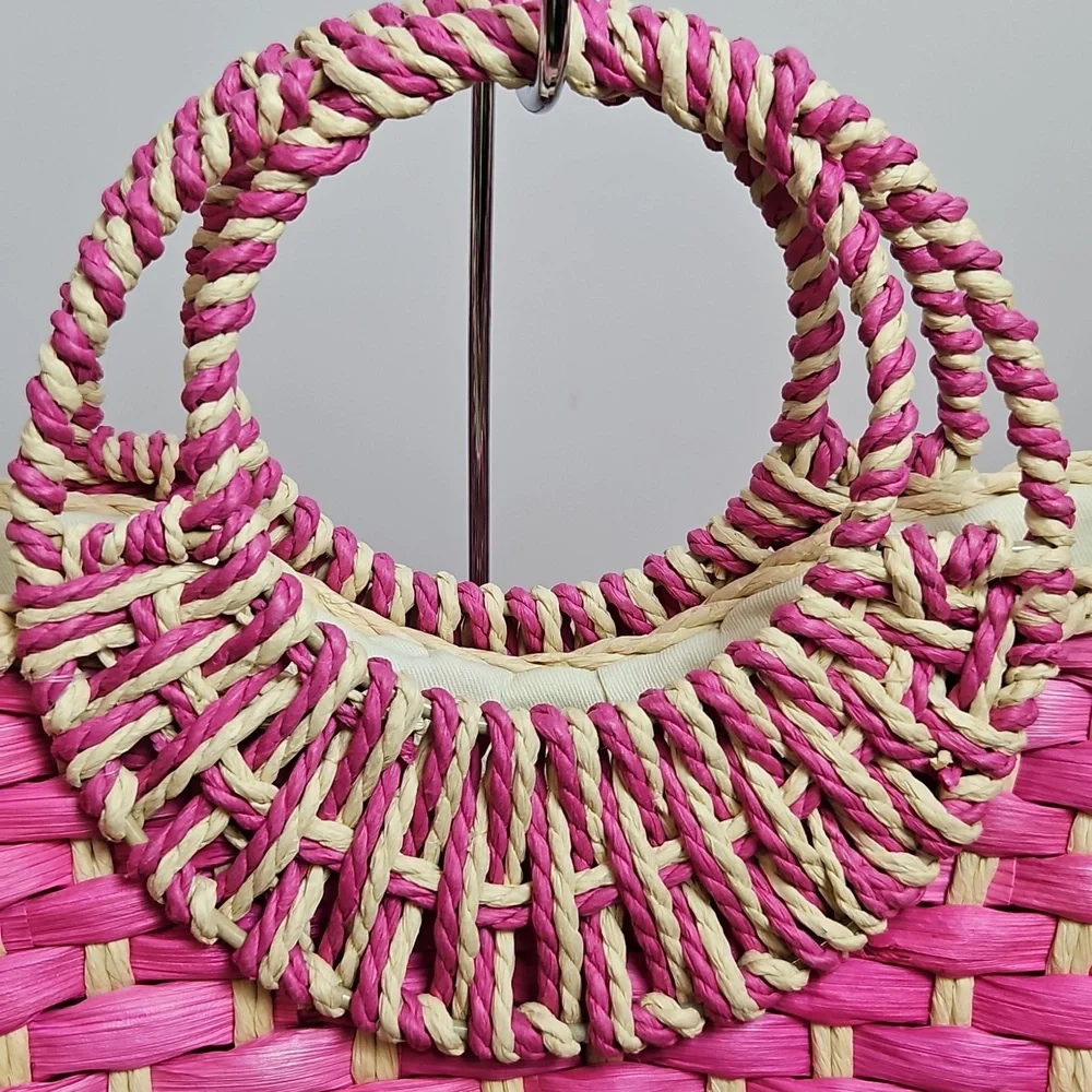 Nordstrom Pink and Cream Woven Tote