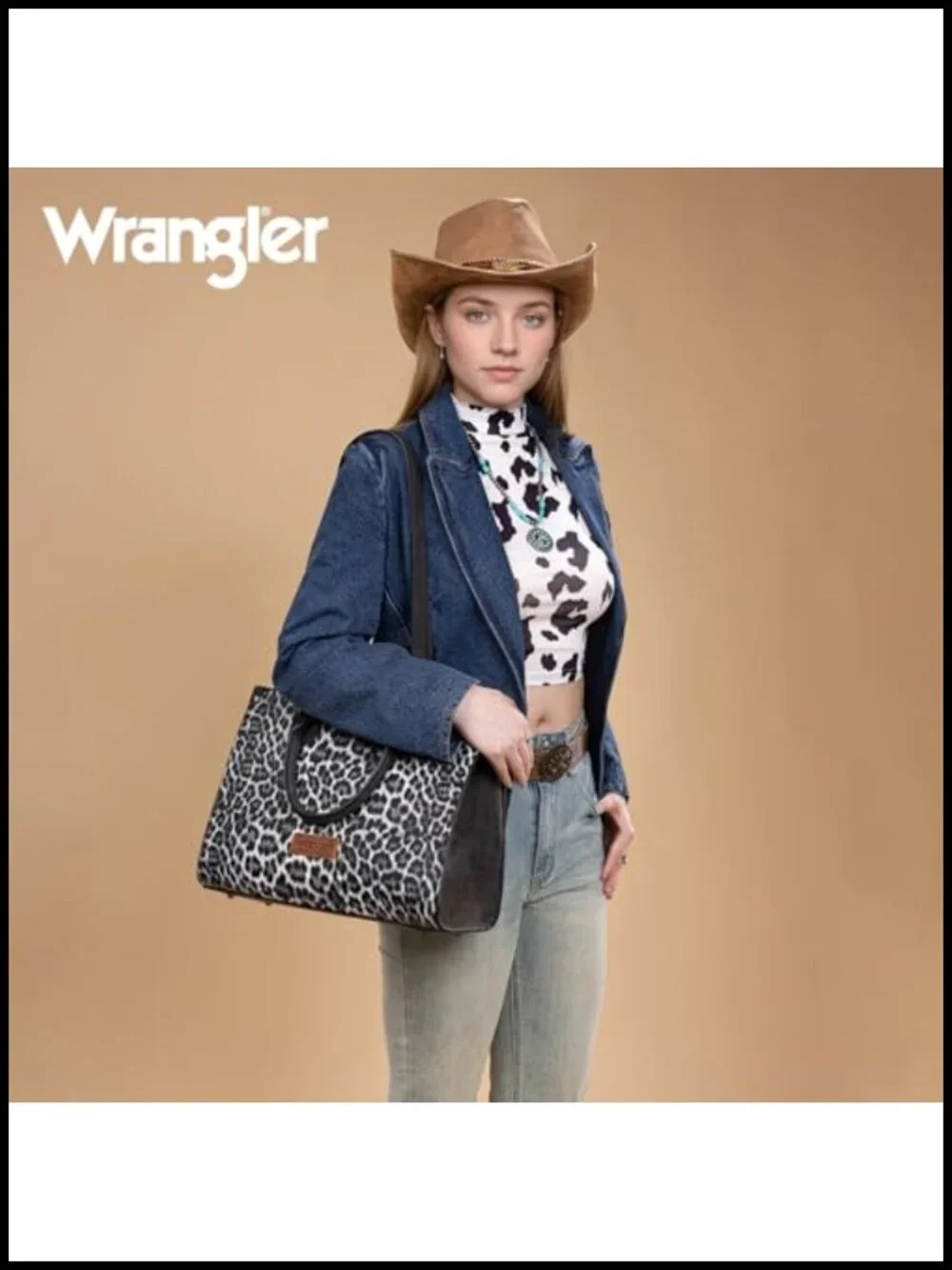 Large Western Tote Bag with Crossbody Strap - Fits Laptop