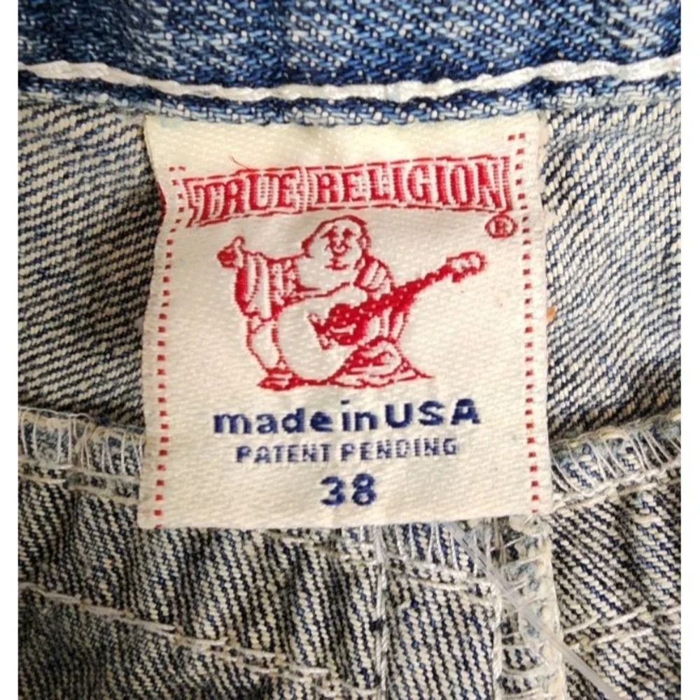 True Religion Bobby Super T Jeans Mens 38x34 Straight‎ Leg Light Wash USA