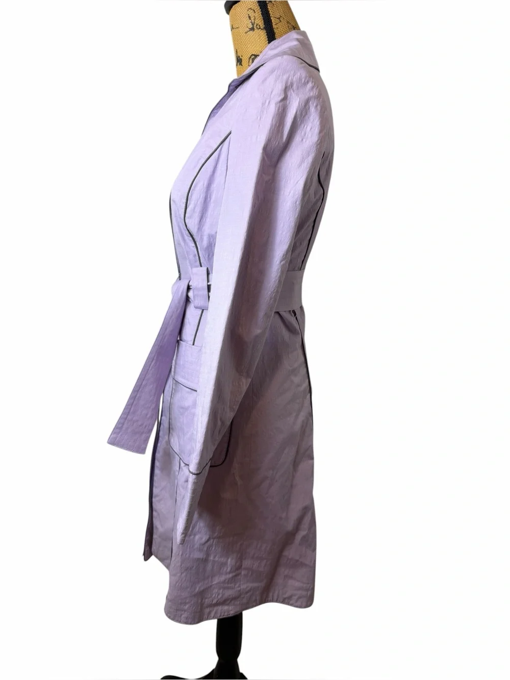 Lavender Belted Trench Coat Medium Pastel Spring Summer Jacket Lilac