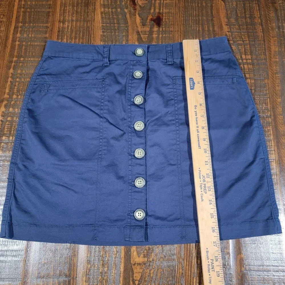 Copper Key Mini Skirt Women's Large Navy‎ Blue Button Front Casual Cotton Summer