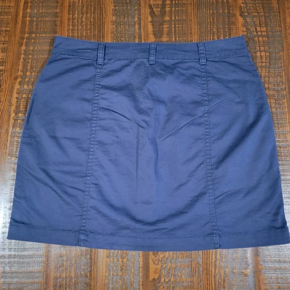 Copper Key Mini Skirt Women's Large Navy‎ Blue Button Front Casual Cotton Summer
