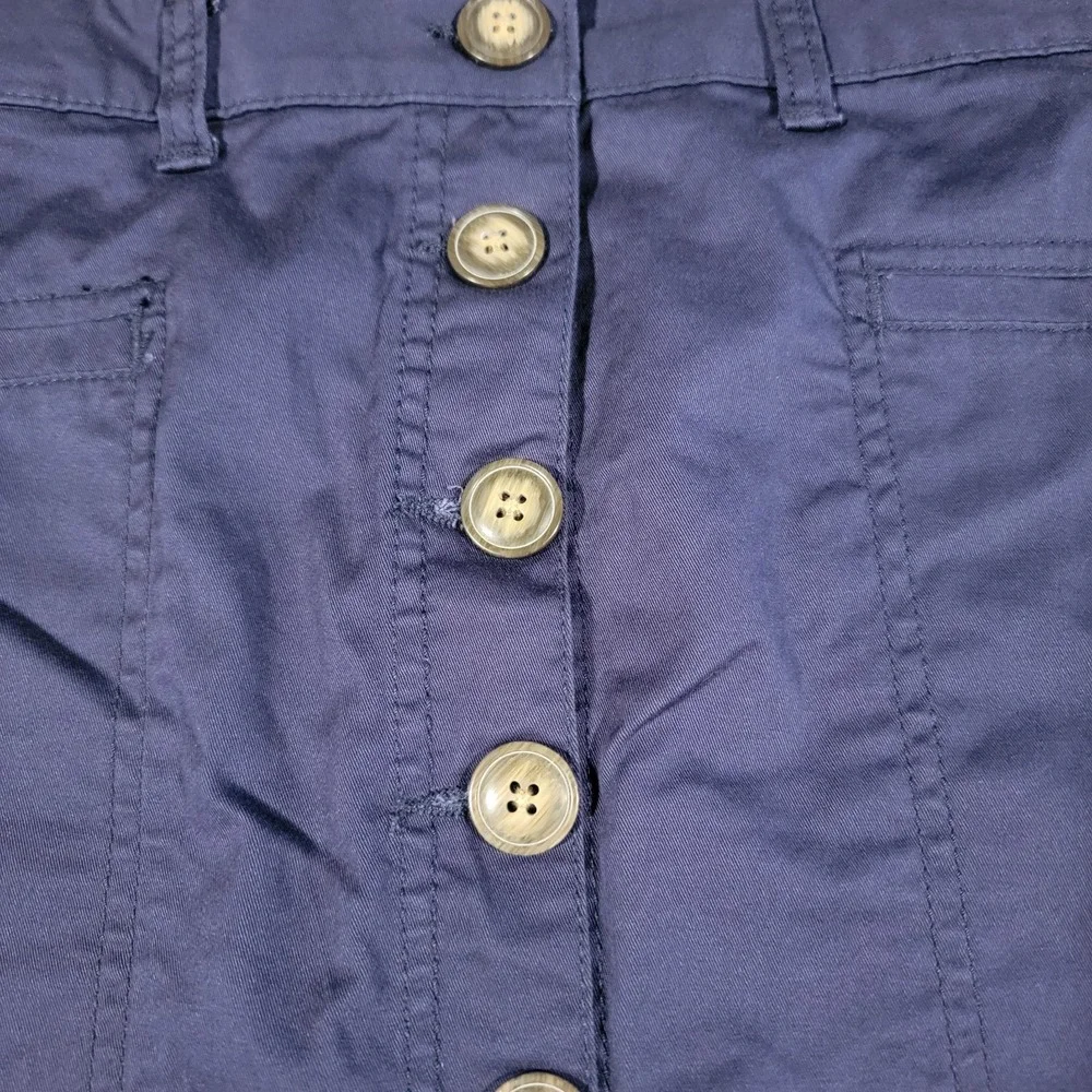 Copper Key Mini Skirt Women's Large Navy‎ Blue Button Front Casual Cotton Summer