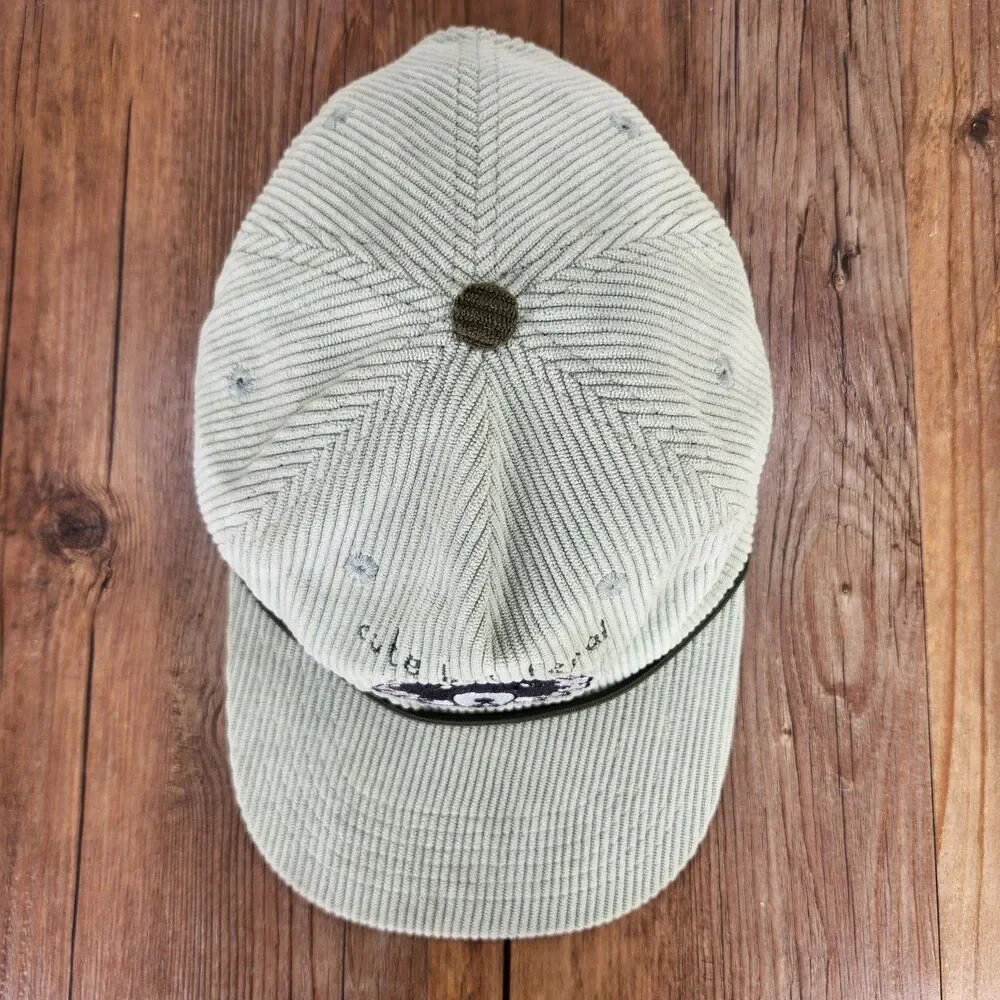 Weber's Resupply Cute But Feral Raccoon Strapback Hat Cap Green Corduroy Hipster