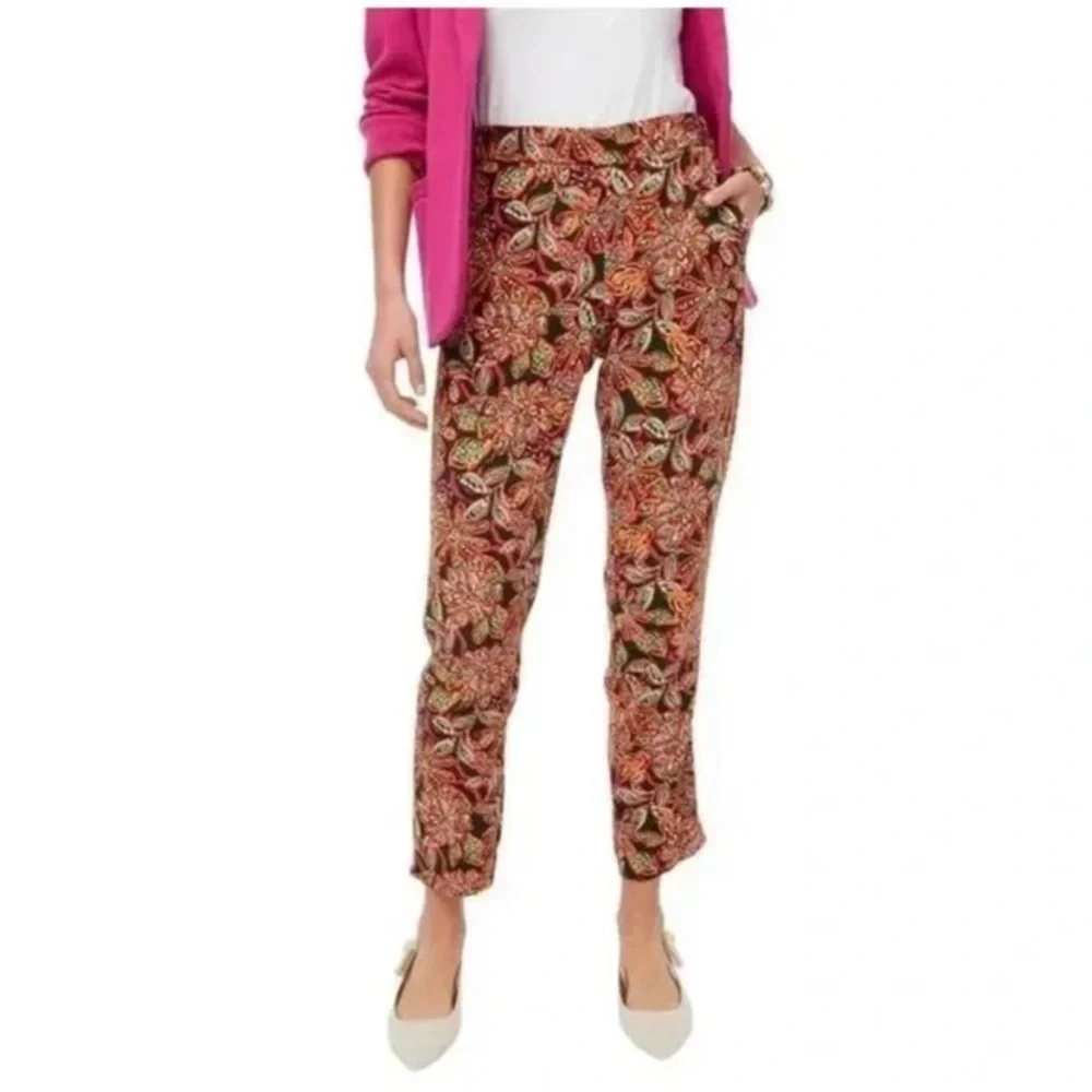J. Crew Multicolor Floral Jamie pant with elastic waist and pockets‎ Sz 10 EUC