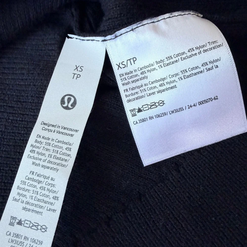 Lululemon‎ Women's Reversible Crossover Sweater Black XS Athleisure Minimalist