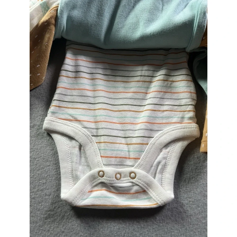 Cloud Island Baby 6-9 Months 4-Pack Long Sleeve Body Suits Safari Animal Print‎