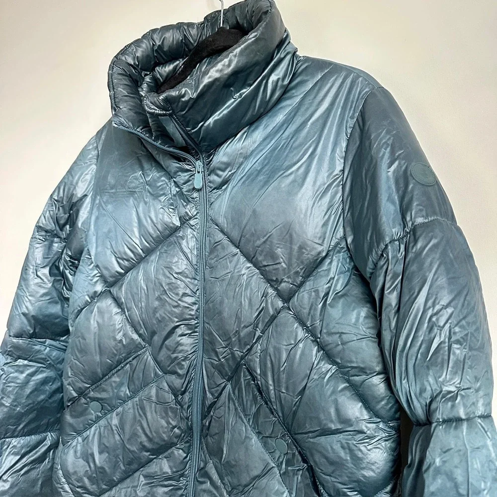 Save The Duck Jacket Womens Medium Teal Quilted‎ Puffer Plumtech Ultra Light Zip