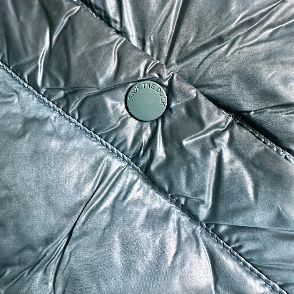 Save The Duck Jacket Womens Medium Teal Quilted‎ Puffer Plumtech Ultra Light Zip