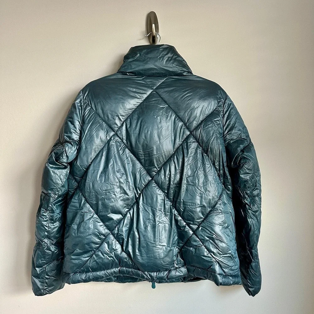 Save The Duck Jacket Womens Medium Teal Quilted‎ Puffer Plumtech Ultra Light Zip