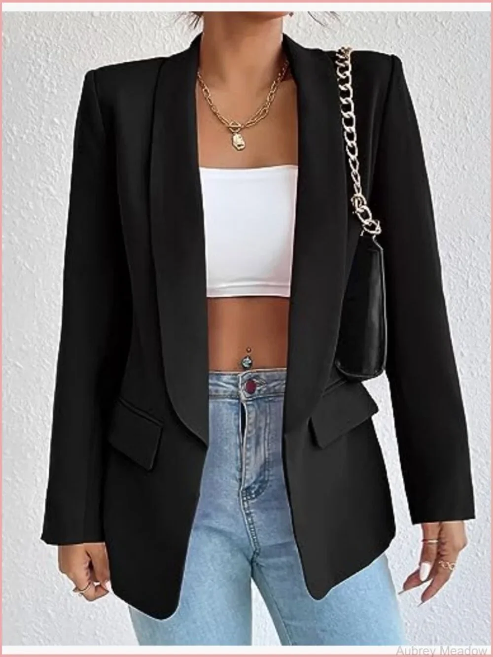 Womens Open Front Shawl Collar Blazer Long Sleeve Slim Fit Work Office Casual