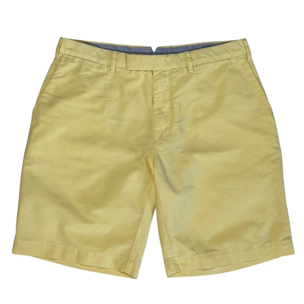 Polo Ralph Lauren Mens Yellow Chino Shorts Size 36 Cotton Classic Fit Flat Front