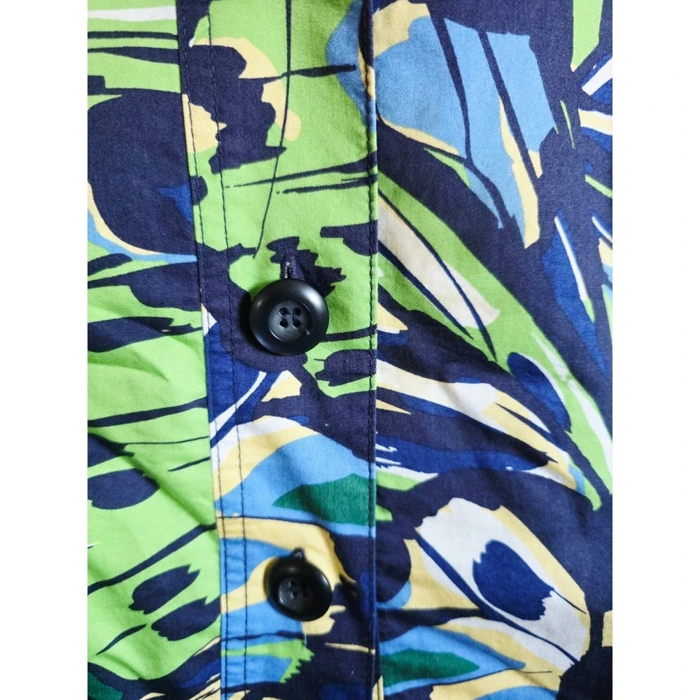 Chico's 1 Butterfly Print Button Front Jacket Blue Green Yellow Medium‎ NWOT