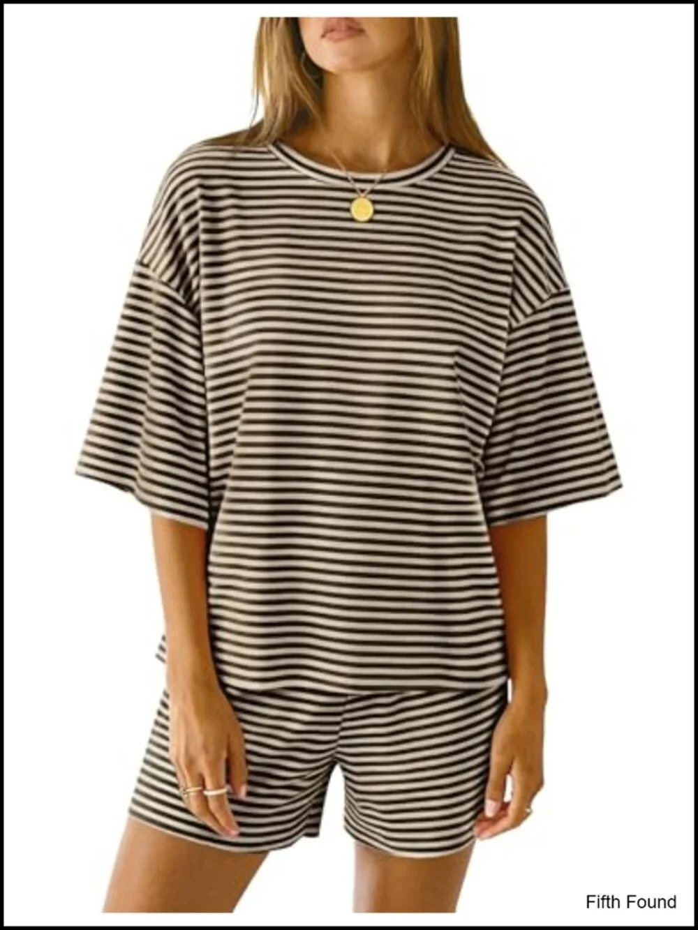 Women's 2 Piece Lounge Set: 3/4 Sleeve Top & Elastic Waist Shorts with Pockets,