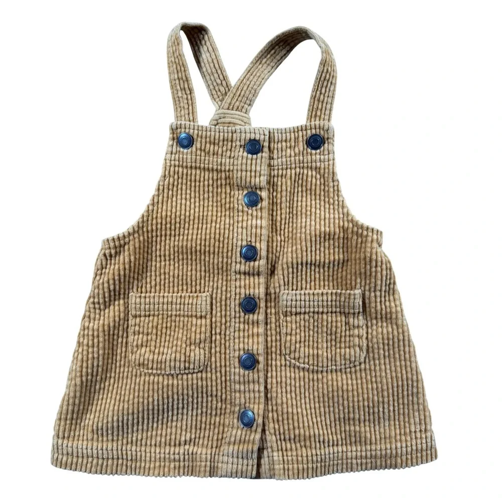 Max‎ Studio Kids Tan Corduroy Jumper Dress Button Front Pinafore 12 months Girls