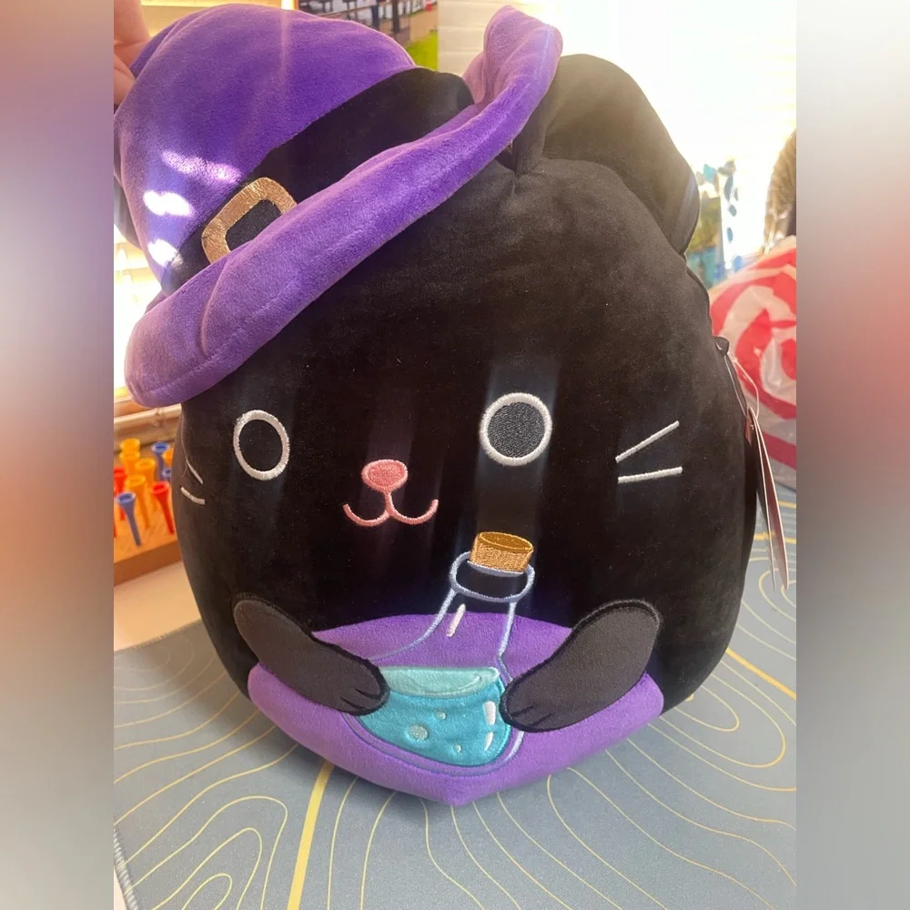 Squishmallows 12 inch Autumn the Witch Cat Halloween Potion Bottle Purple Hat