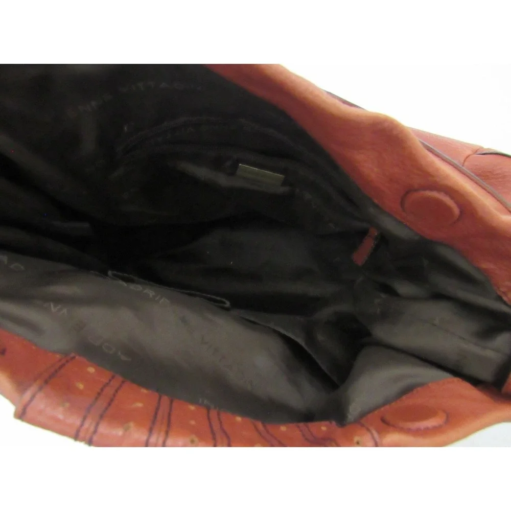Adrienne Vittadini Medium Brown Pebble Leather Shoulder Purse Magnetic‎ Closure