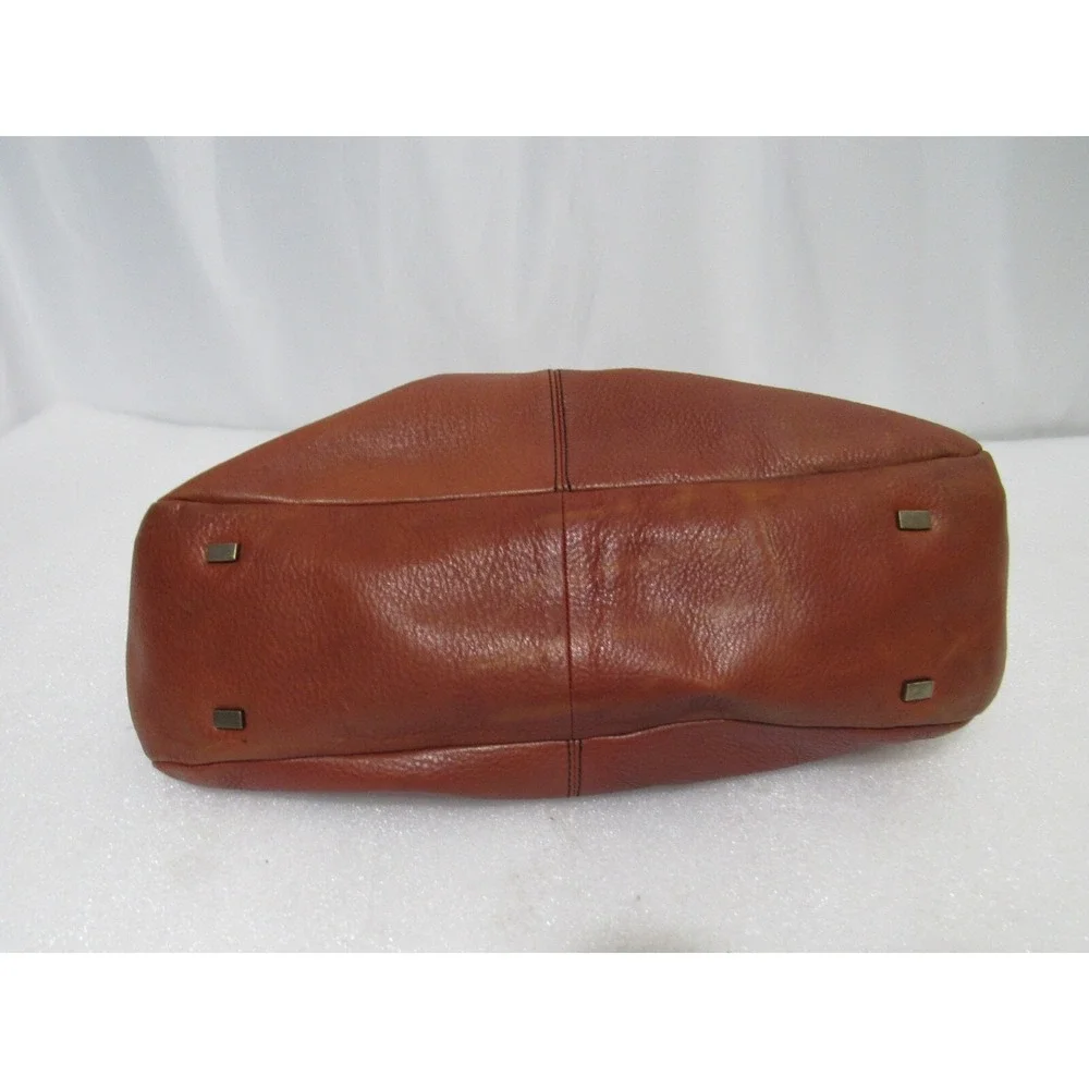 Adrienne Vittadini Medium Brown Pebble Leather Shoulder Purse Magnetic‎ Closure