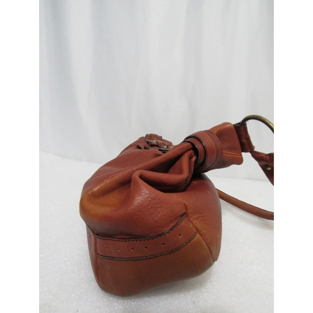 Adrienne Vittadini Medium Brown Pebble Leather Shoulder Purse Magnetic‎ Closure