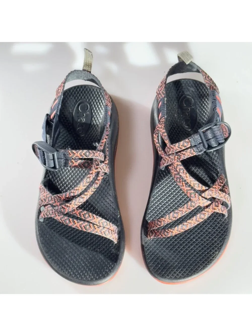 CHACO Adjustable Strap Padded Eclipse Hiking Sandals Black/Orange Size UK5 US 7
