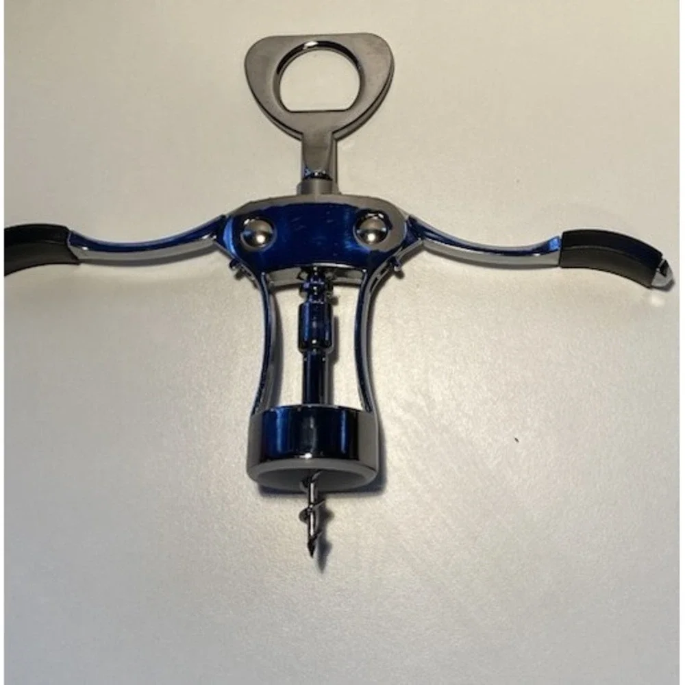 Bravigi Wing Corkscrew Wine Opener — chrome with ergonomic black non-slip grips‎