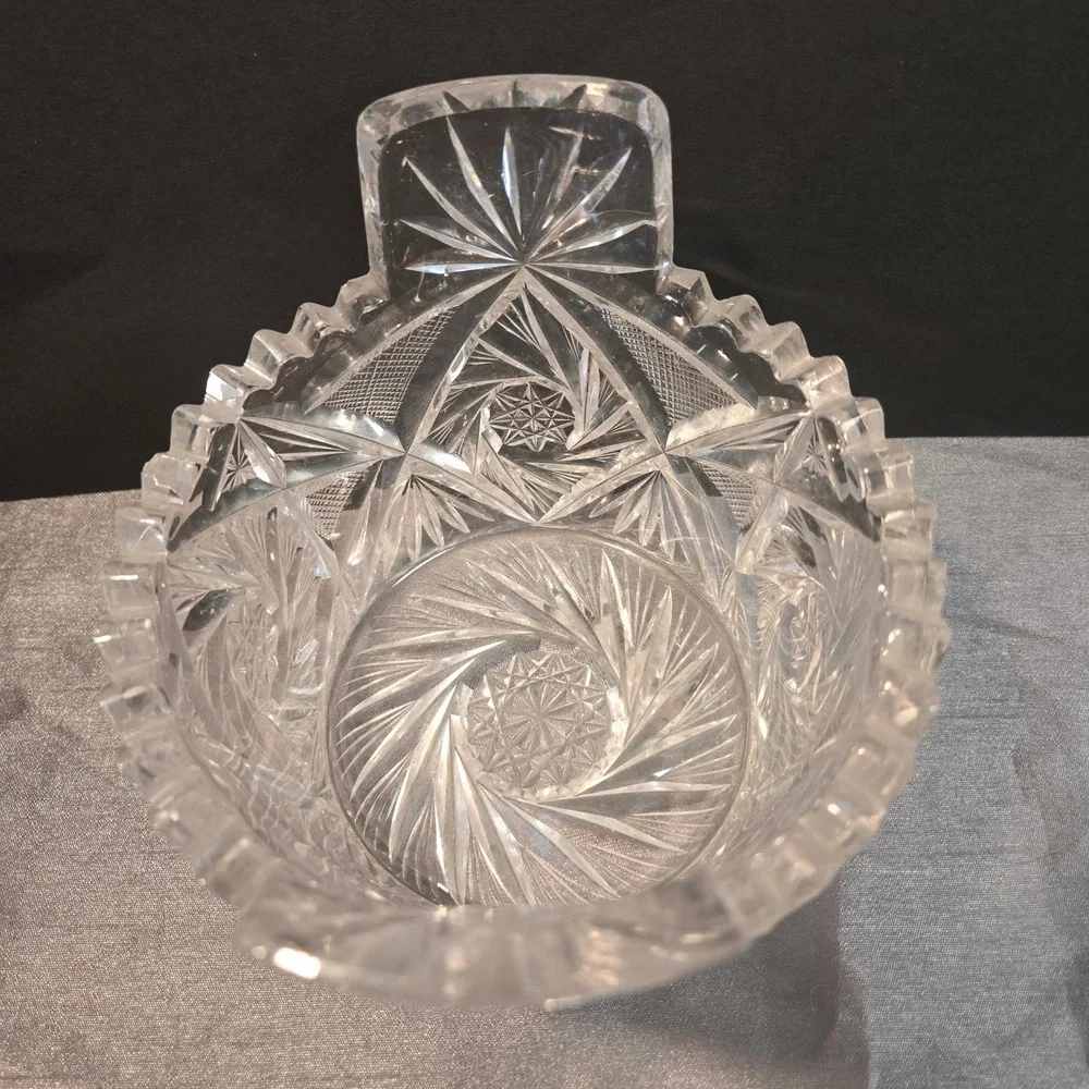 Antique ABP American Brilliant‎ Cut Glass Tab Handled Ice Bucket