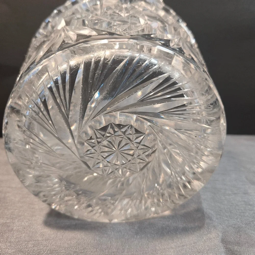 Antique ABP American Brilliant‎ Cut Glass Tab Handled Ice Bucket