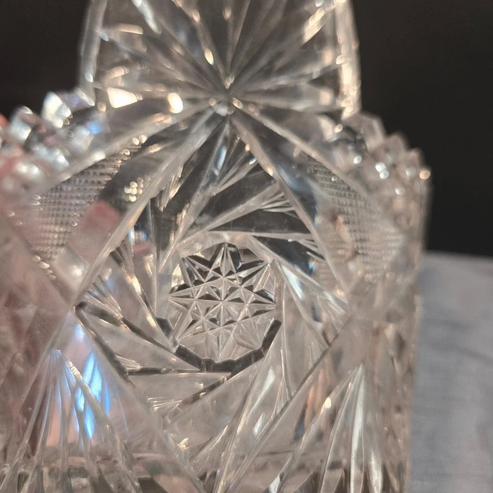 Antique ABP American Brilliant‎ Cut Glass Tab Handled Ice Bucket