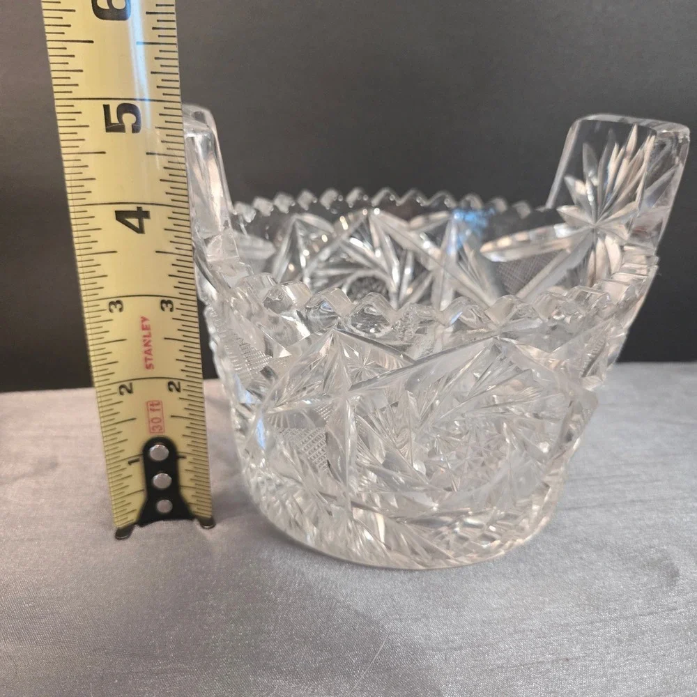 Antique ABP American Brilliant‎ Cut Glass Tab Handled Ice Bucket