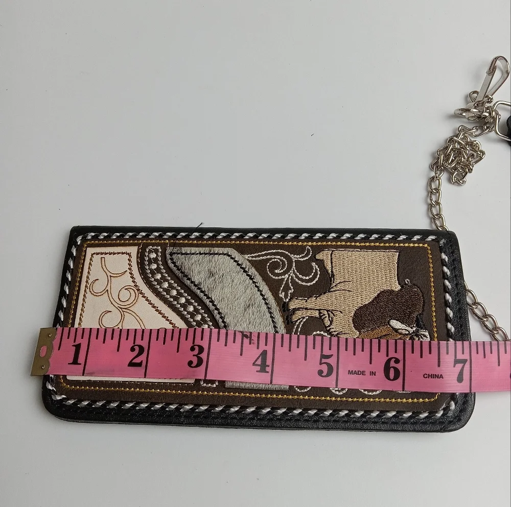 Men's Western Wallet Genuine Leather Hand Crafted Bifold Cowboy Rodeo Wallet‎