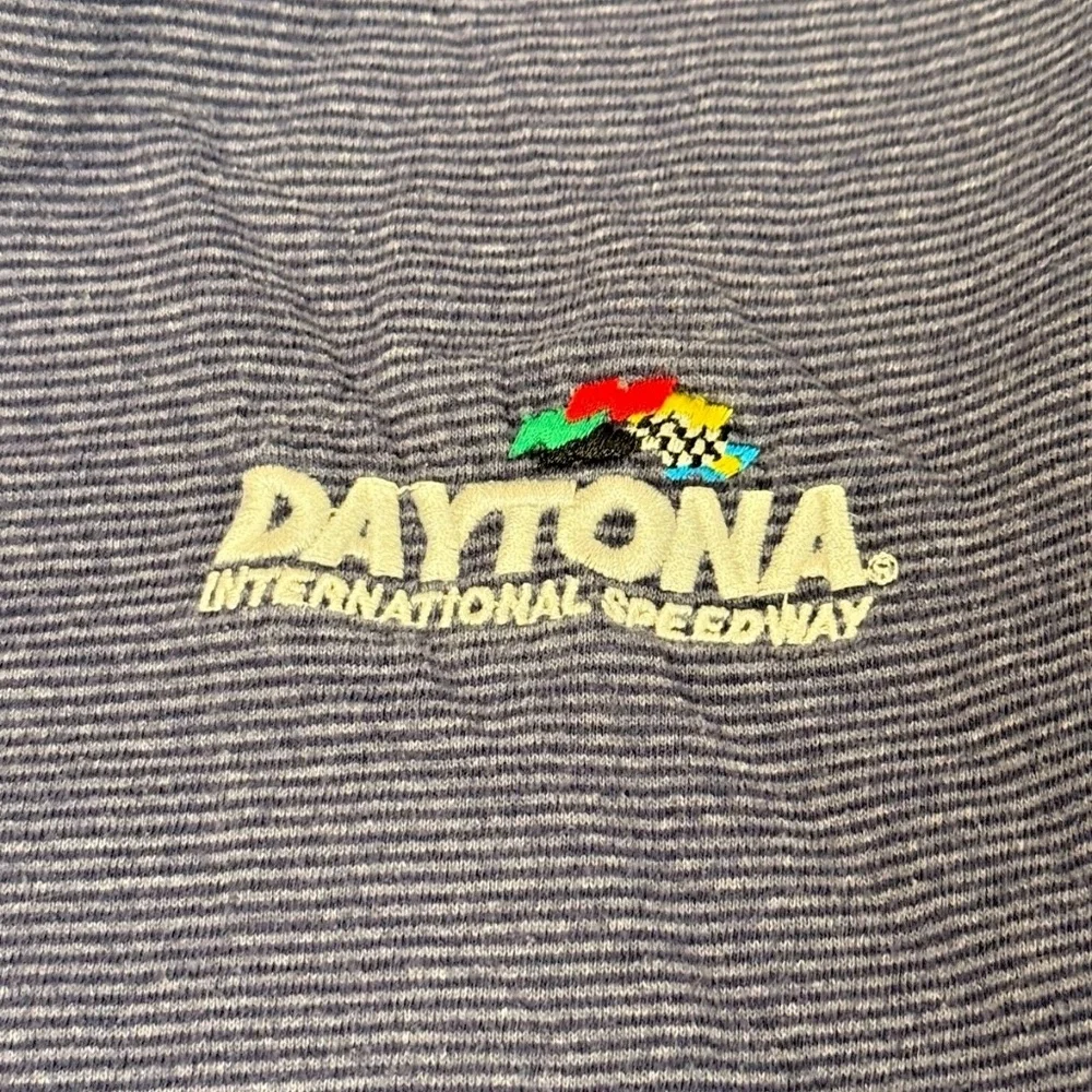 Y2K Daytona International Speedway NASCAR Embroidered Logo T-Shirt Blue; Size XL