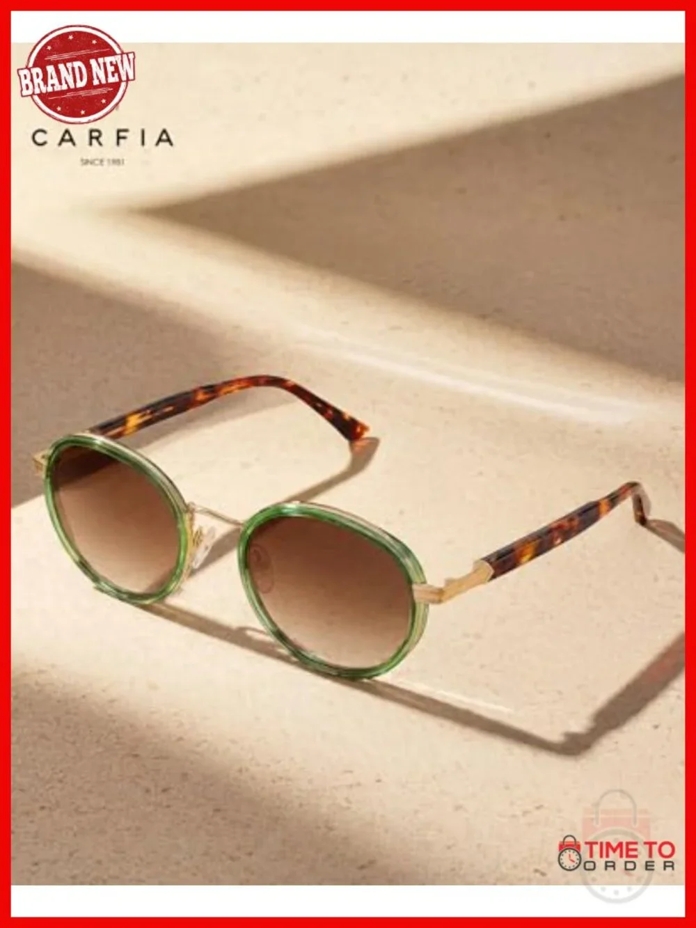 Retro Round Sunglasses Polarized UV Protection Acetate-Metal Frame Designer