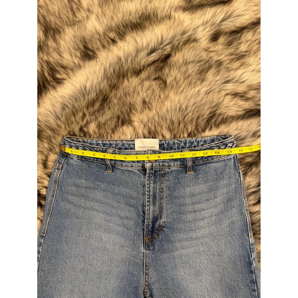 Habitual Denver Wide Crop Jeans Blue High Rise Braided Waist Raw Hem 10/30