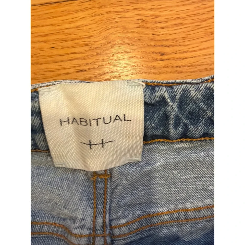Habitual Denver Wide Crop Jeans Blue High Rise Braided Waist Raw Hem 10/30