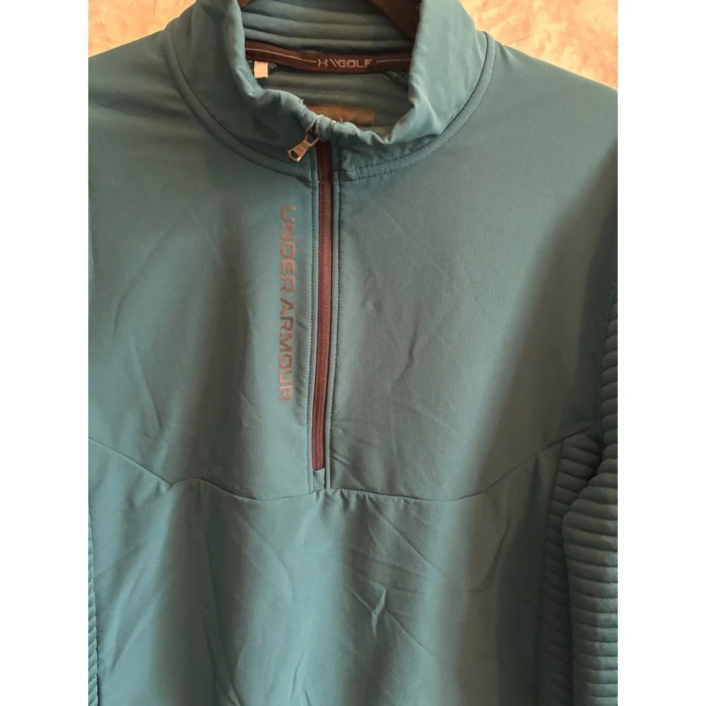 Under Armour Loose Fit Golf Pullover Mens Medium Teal Quarter Zip Long Sleeve‎