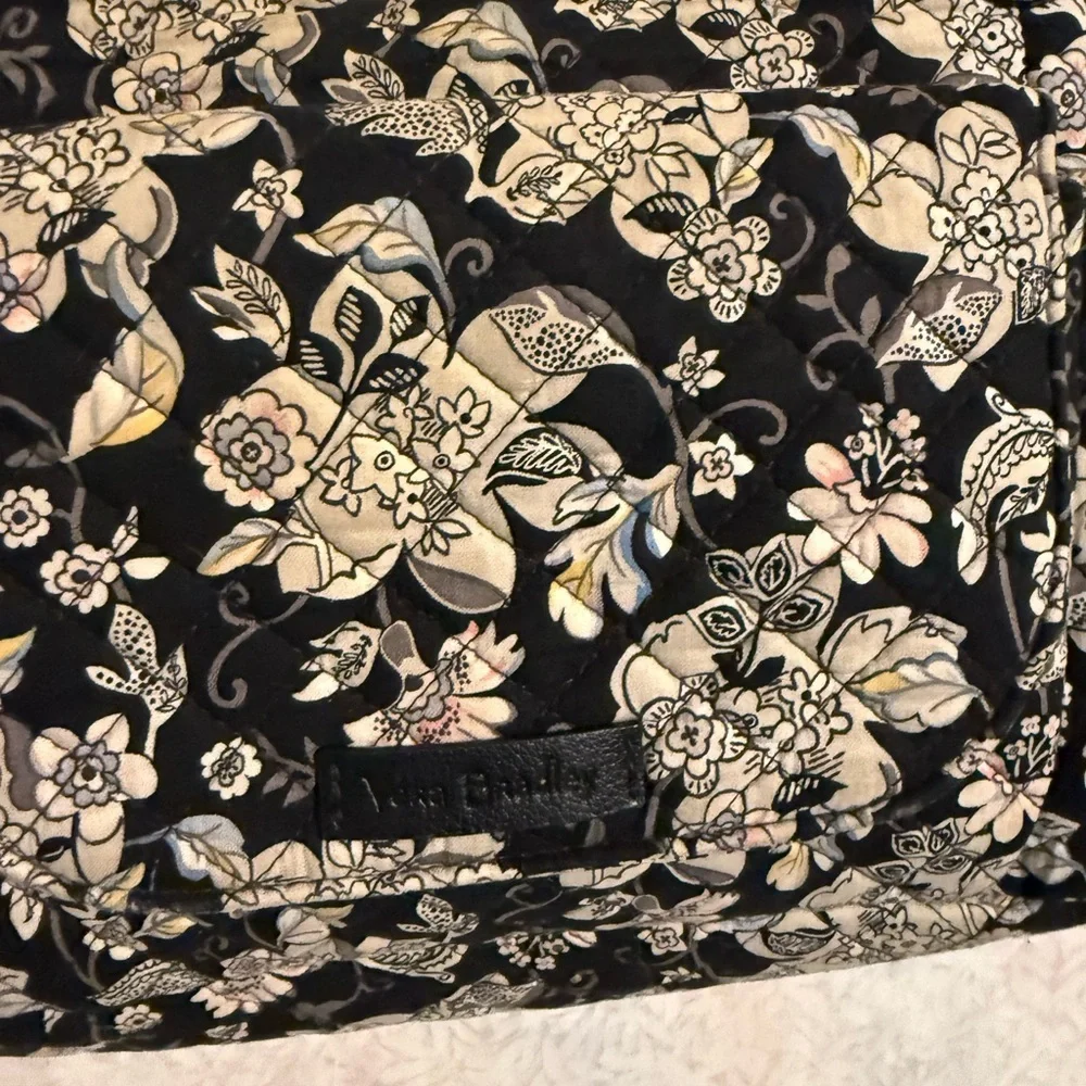 Vera Bradley Vintage Black & White Flower ( Holland Garden) Pattern Shoulder Bag