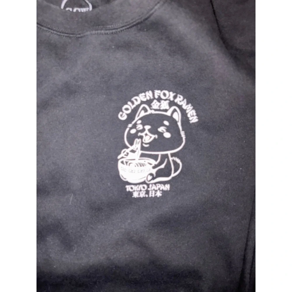SCW Black‎ Ramen Fox Tokyo Japan Graphic Crewneck Sweatshirt Mens Medium
