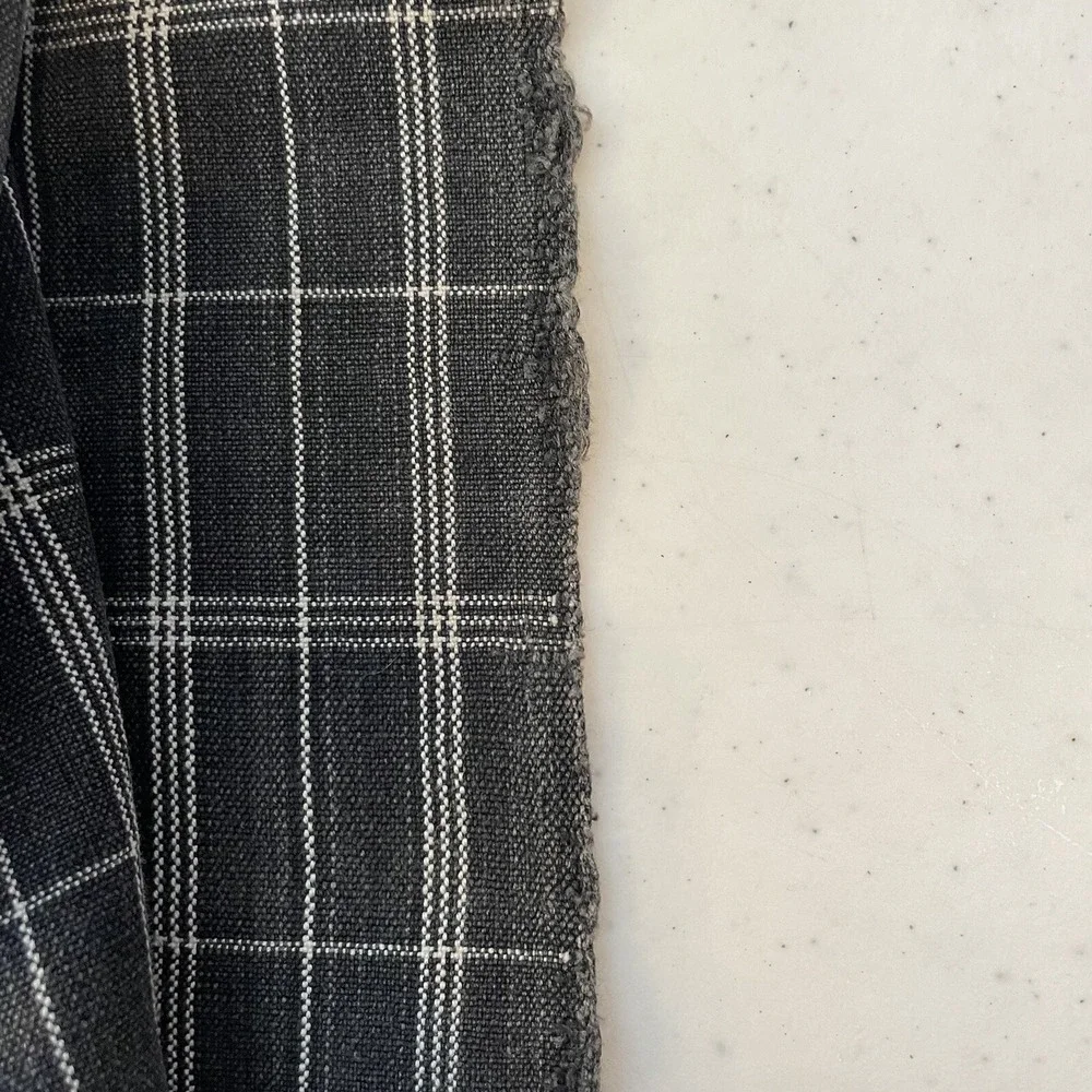 Sanders Imports 100% Cotton Material Black‎ And White Plaid With Purple And Pink