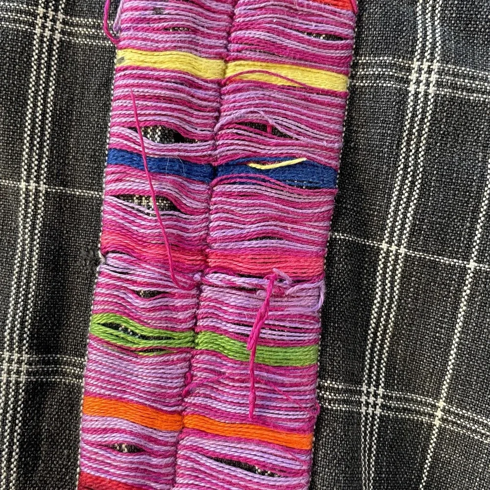 Sanders Imports 100% Cotton Material Black‎ And White Plaid With Purple And Pink