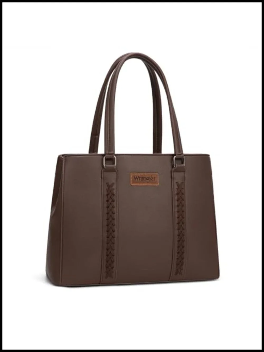 Double Compartment Whipstitch Tote Bag, Fits 13.5