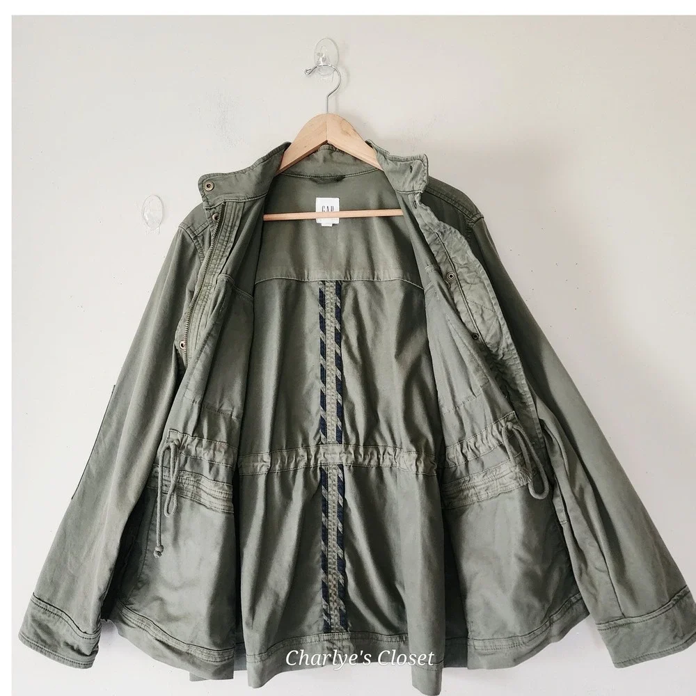 Gap‎ Womens Olive Green Utility Field Chore Jacket L Transitional Outerwear