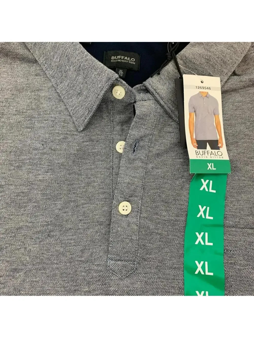 Buffalo David Bitton Men's Polo Shirt Gray Short Sleeve Cotton Blend XL NWT