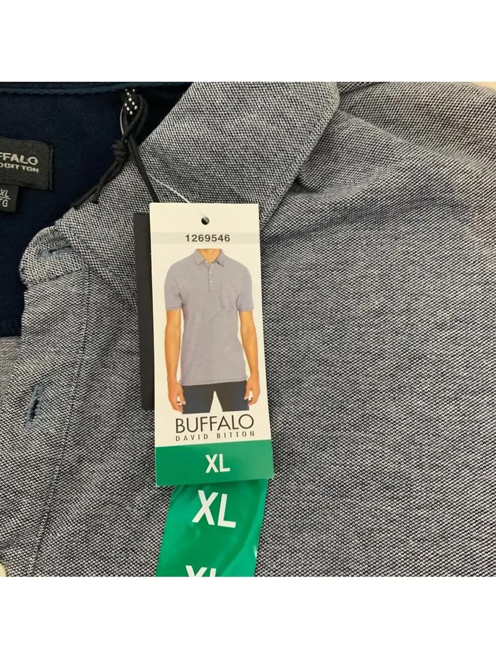 Buffalo David Bitton Men's Polo Shirt Gray Short Sleeve Cotton Blend XL NWT