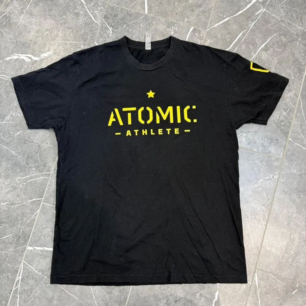 Atomic Athlete Black Yellow Graphic TShirt Suffer in Silence Unisex Size M