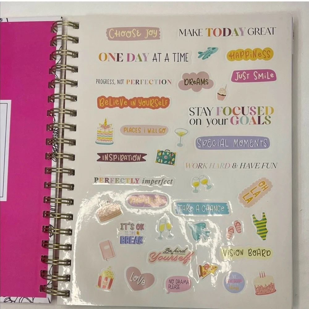 Betsey Johnson White Floral Planner with Hot Pink Spine and Gold Accent