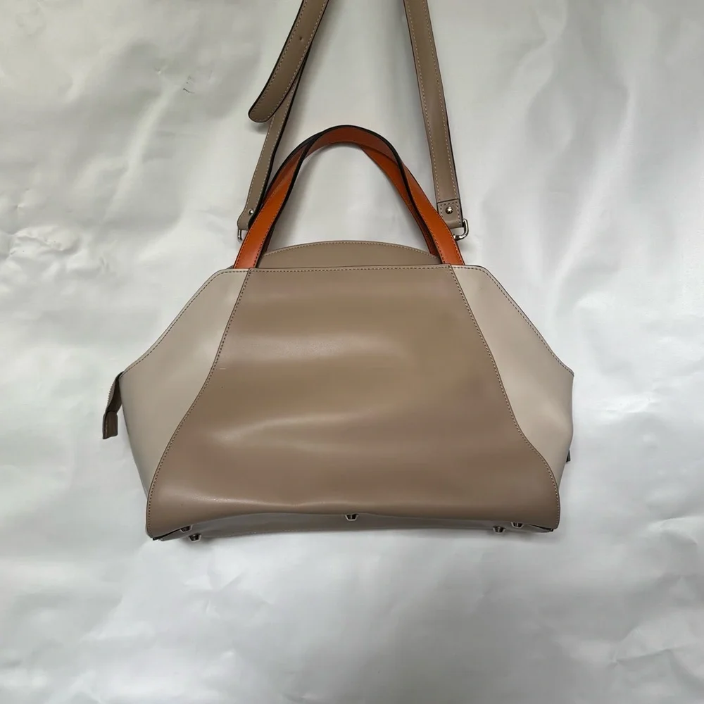 Nicoli // grey, orange structured shoulder bag cm