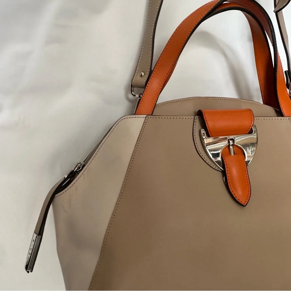 Nicoli // grey, orange structured shoulder bag cm